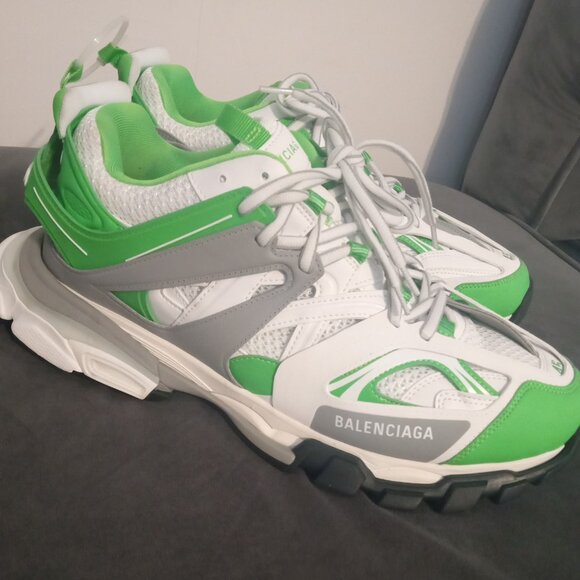 BALENCIAGA Track Men's Sneakers Size 45E EU/ 12M US  WHITE GREEN COLOR - Picture 1 of 4